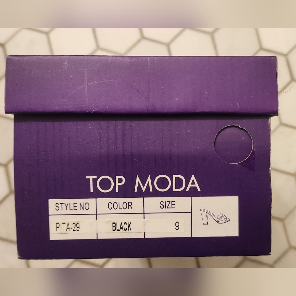 TOP Moda Black Quilted Woven Mule Heels - Picture 4 of 5